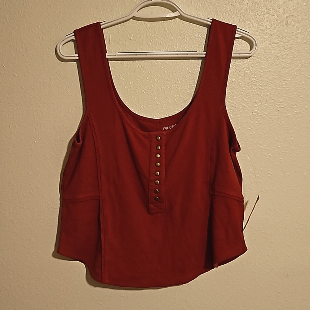 Anthropologie Pleione Red Sleeveless Top Large